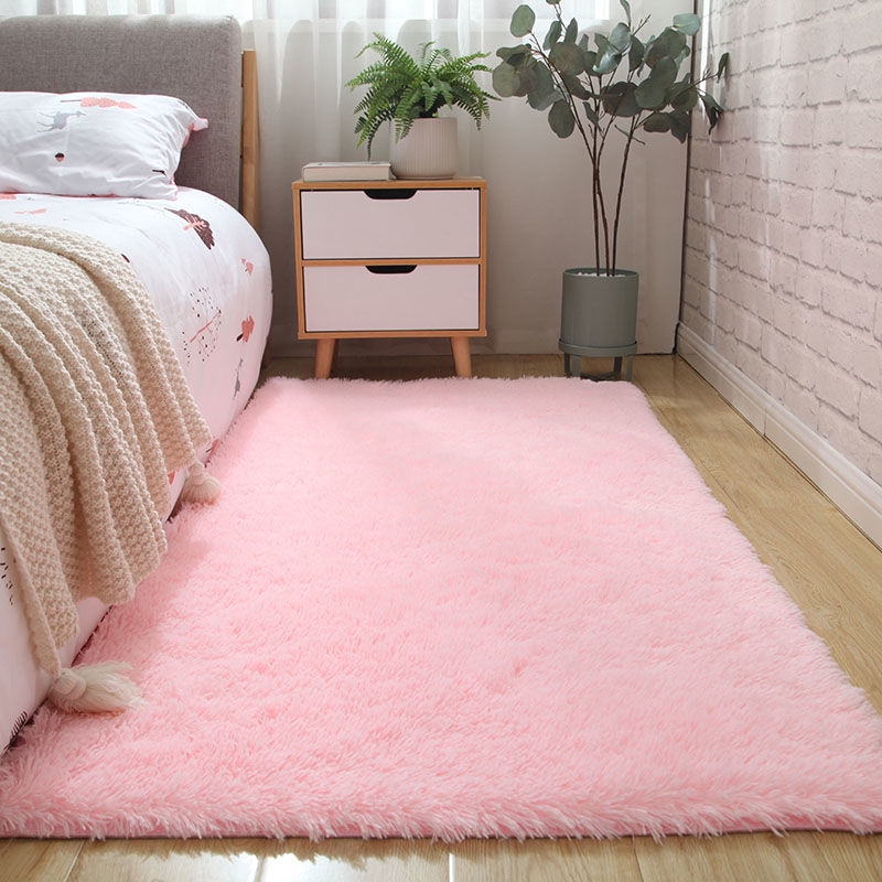 【Carpet】Girl Cute pink Plush Rug MultiColor Bedroom Bedside Mat