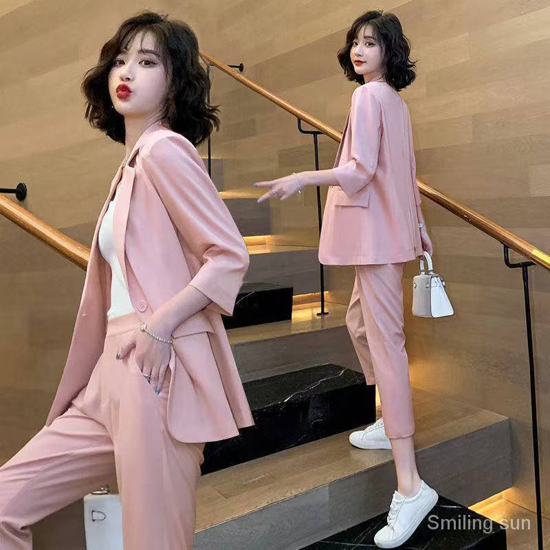women summer blazer 2PCs ladies blazer suit set professional ol