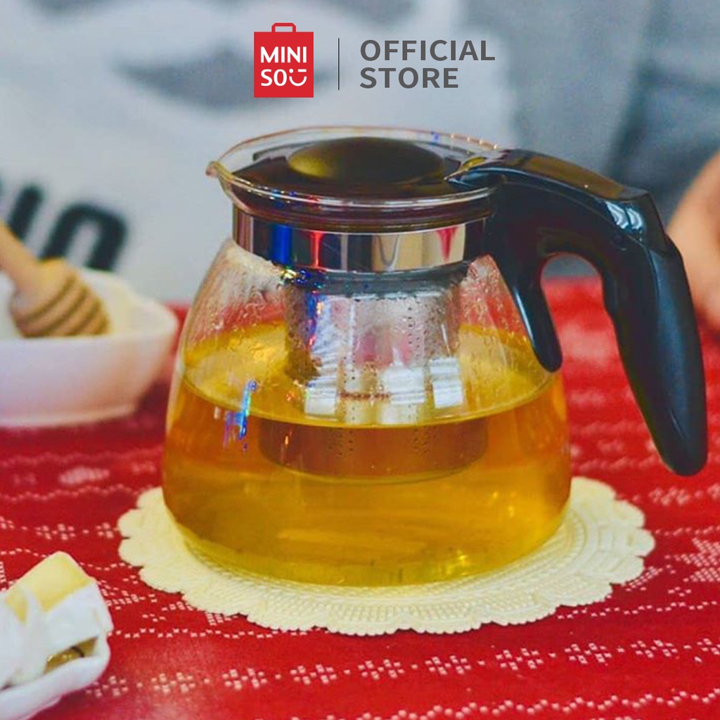 Miniso Official Teapot Glass 900ml Teapot Strainer Glass Tea Holder