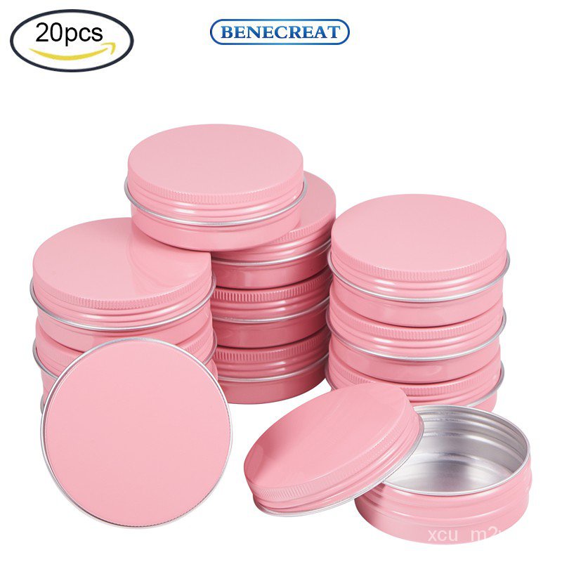 20 Pack 2 OZ Pink Tin Cans Screw Top Round Aluminum Cans Screw Lid Containers Great for Store