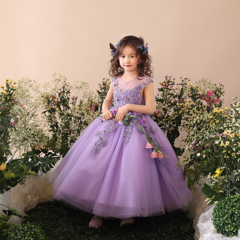 Flower Girl Elegant Dress First Communion Dresses for Girls Children