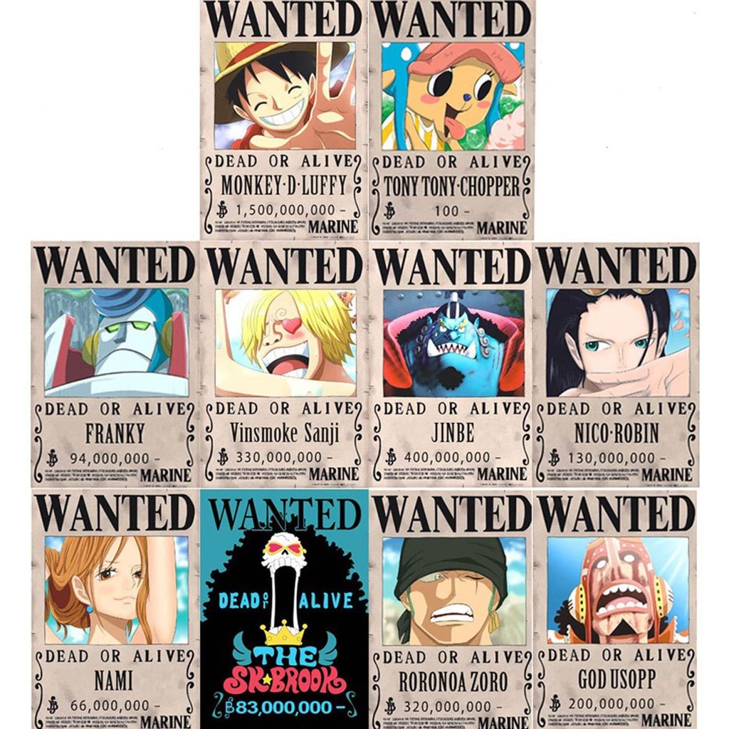 ONE PIECE WANTED POSTER (10 PCS.) STRAWHAT PIRATES Shopee Philippines