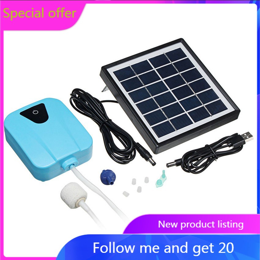 2L/min Solar Powered/DC Charging Oxygenator Water Oxygen Pump Pond