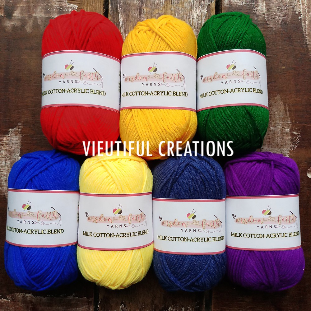Milk CottonAcrylic Blend Yarn/ Rainbow Colors / 50g / Crochet and