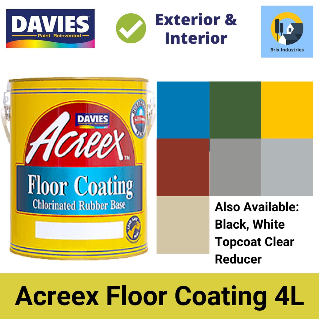 Davies Acreex Rubberized Floor Paint 4 Liters Acreex Reducer Gallon All