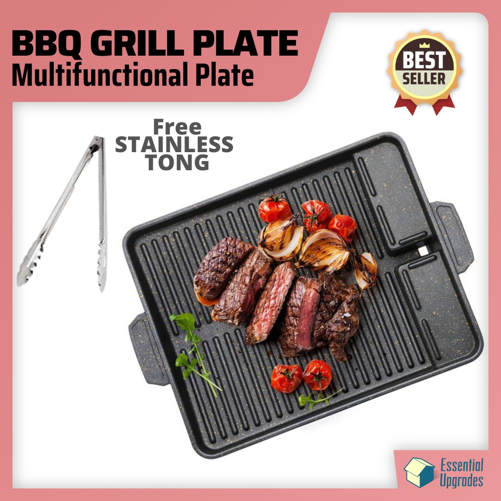 BBQ Grill Plate FREE TONG (Samgyupsal/Samgyeopsal) Yakiniku/Griller Pan