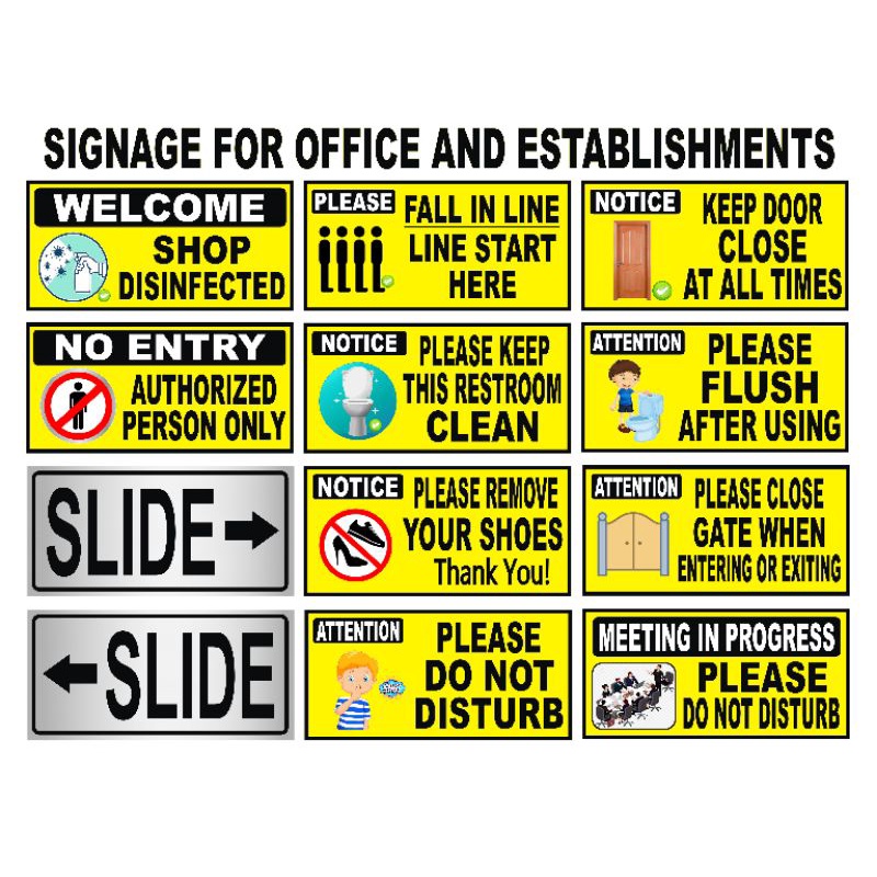 signage for office and establishments yellow signage signage signage