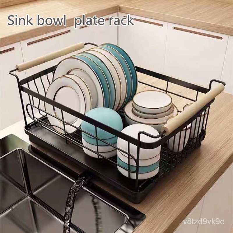preferredLATEST DISH RACK BOWL HOLDER WOODEN HANDLE KITCHEN SINK DRYING