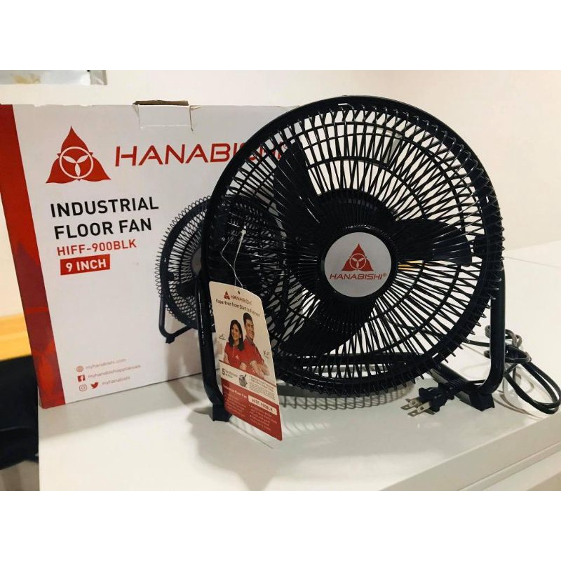 Hanabishi 9 inch Industrial Floor Fan HIFF900 Black Plastic & Metal