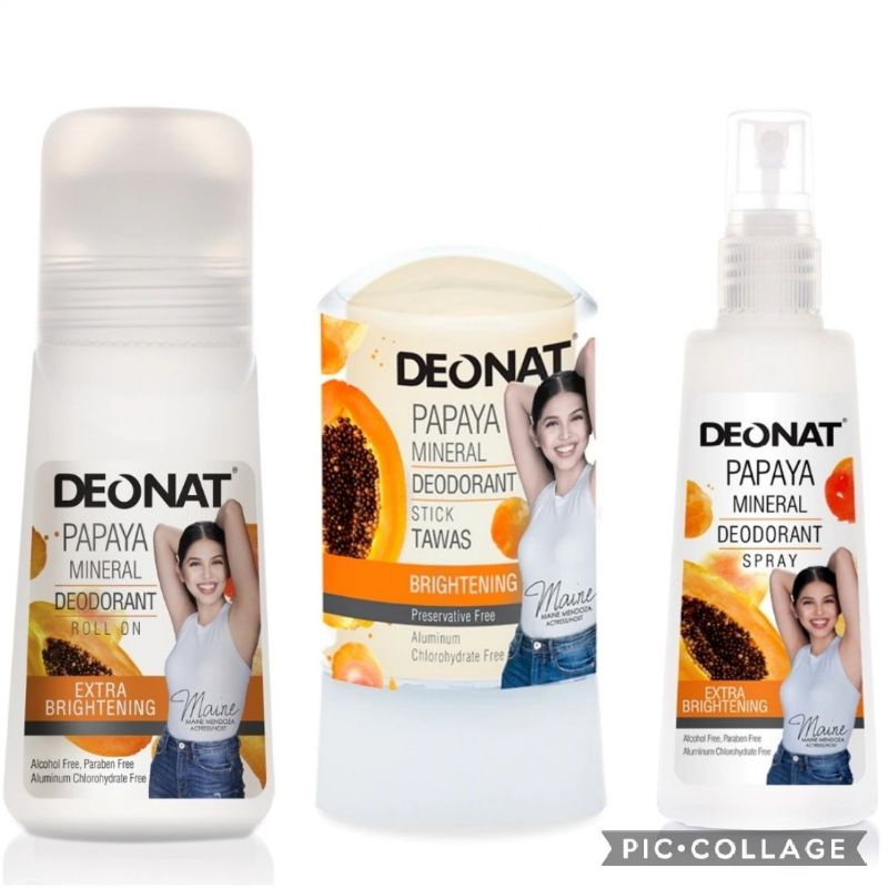Deonat Papaya Mineral Deodorant Stick / Rollon / Spray Shopee