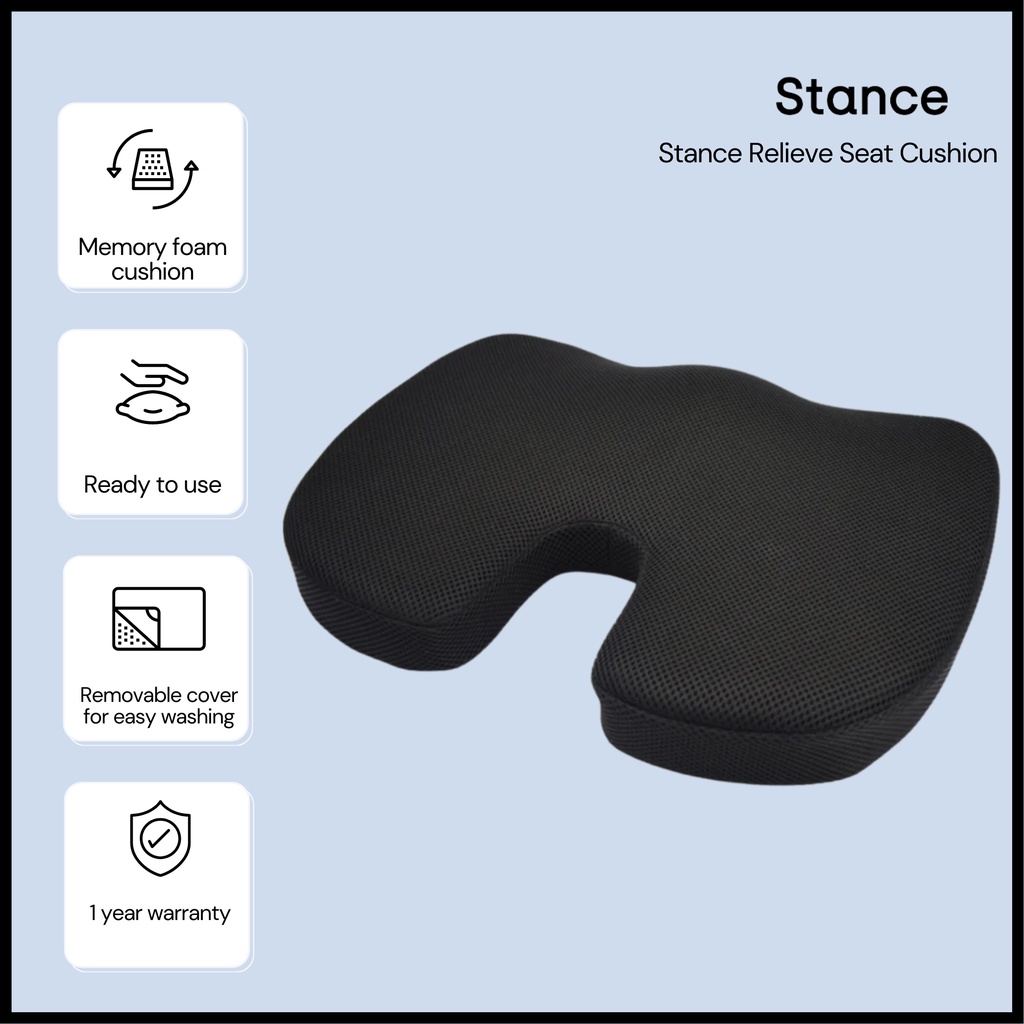 Stance ReadytoUse Relieve UShape Seat Cushion for Comfortable and