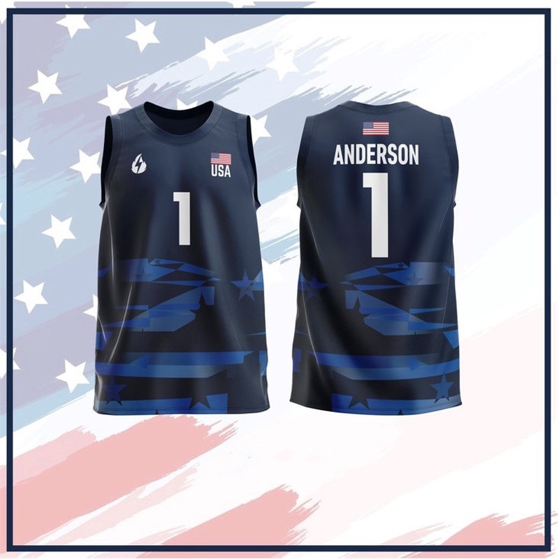 USA Volleyball Jersey Customizable Name and Number Men's Volleyball Sleeveless Jersey Tshirt
