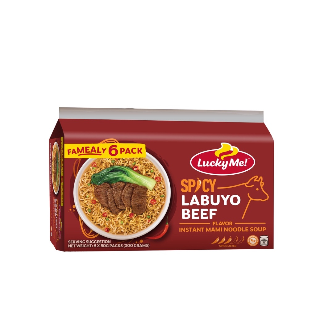 Lucky Me! Instant Noodle Soup Spicy Labuyo Beef Multipack 6 Pieces 50g