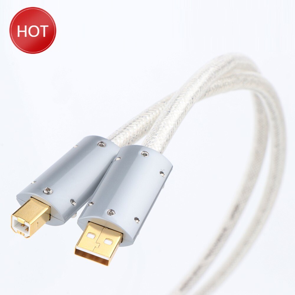 HiEnd X407 OCC silver plated USB audio cable data USB cable DAC USB hifi cable AB usb cable