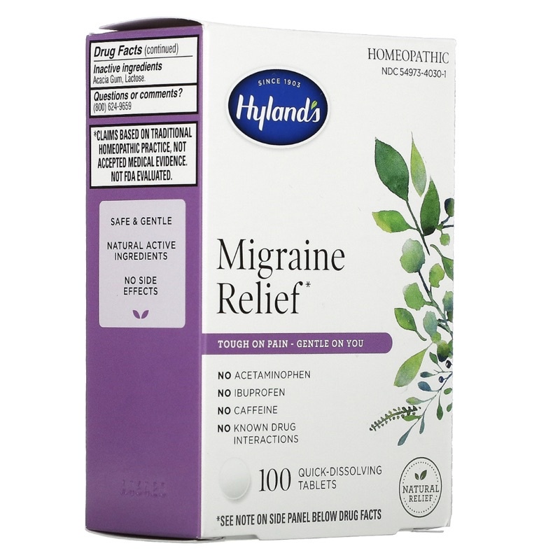 Hyland's Migraine Headache Natural Pain Relief Tablets, 100ct Shopee