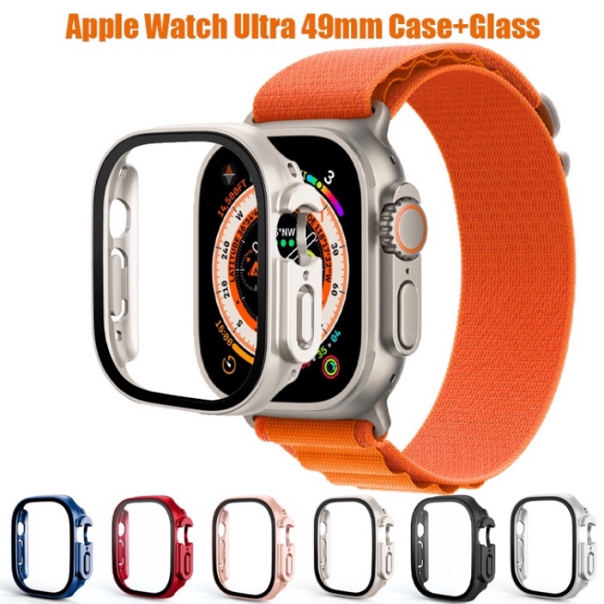 Glass + Cover For Apple Watch Case 49MM 45MM 41MM 44MM 40MM 42MM 38MM