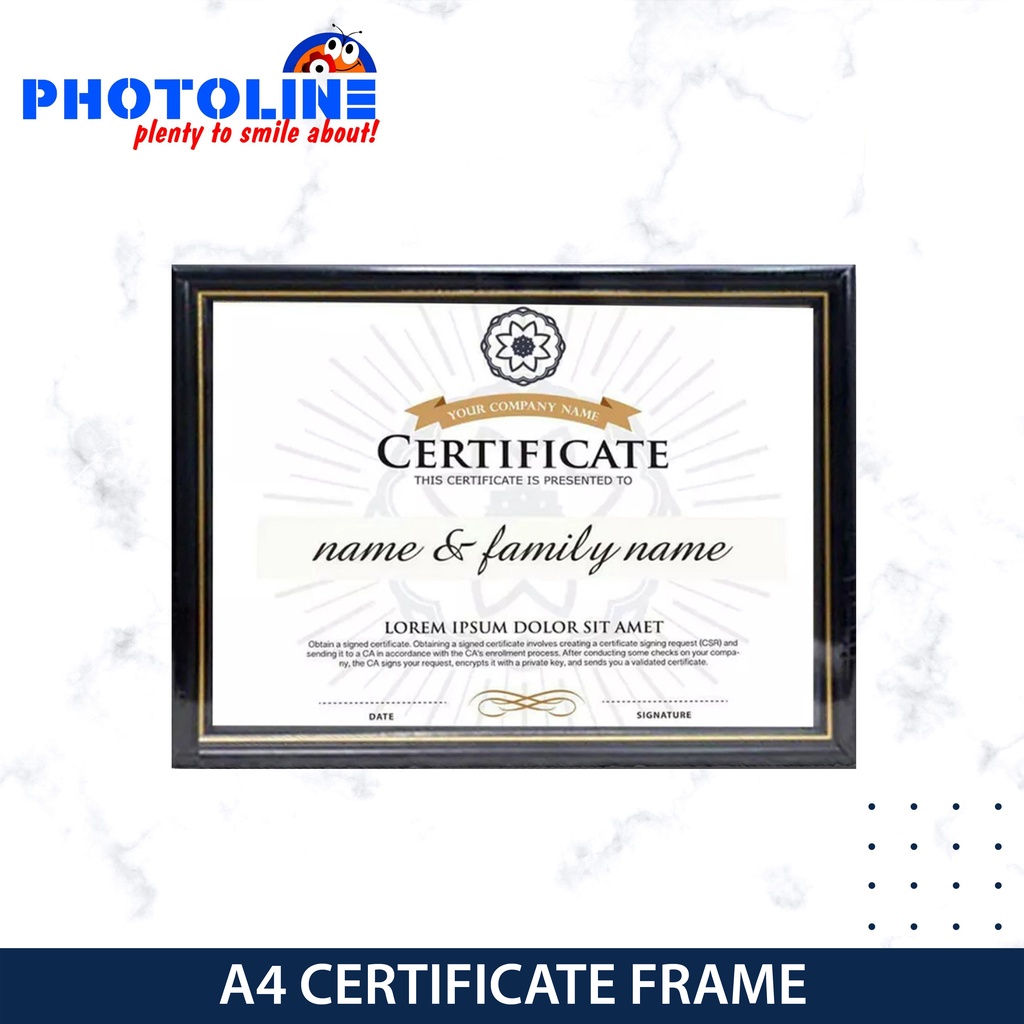 A4 Size Certificate Frame Wooden Texture Frame with Gold Lining