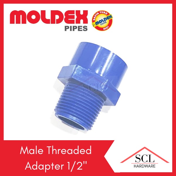 MOLDEX PVC Blue Fittings Male Adapter Threaded 1/2" 3/4" Sold per pack