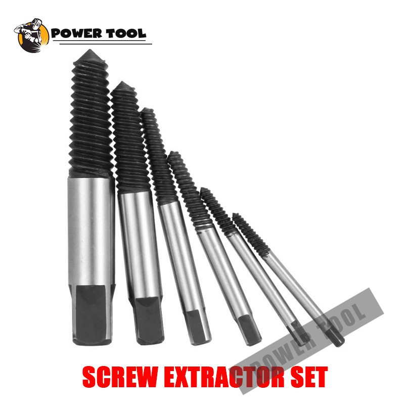 6pcs Broken Bolt Screw Extractor Remover Set Easy Out Drill Bits Tools