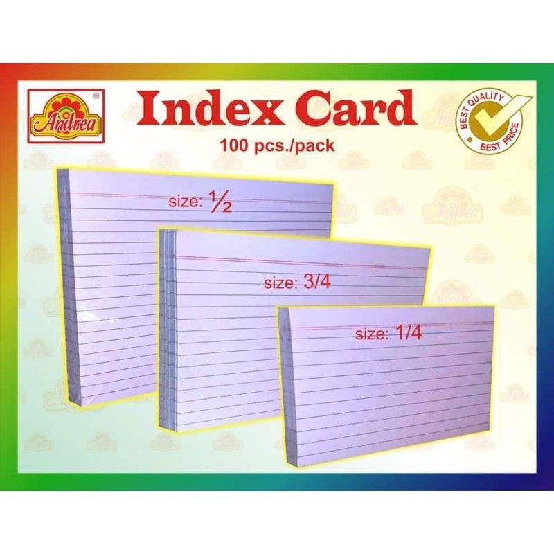 Index Card ( 1/2, 1/4, 1/8) Shopee Philippines