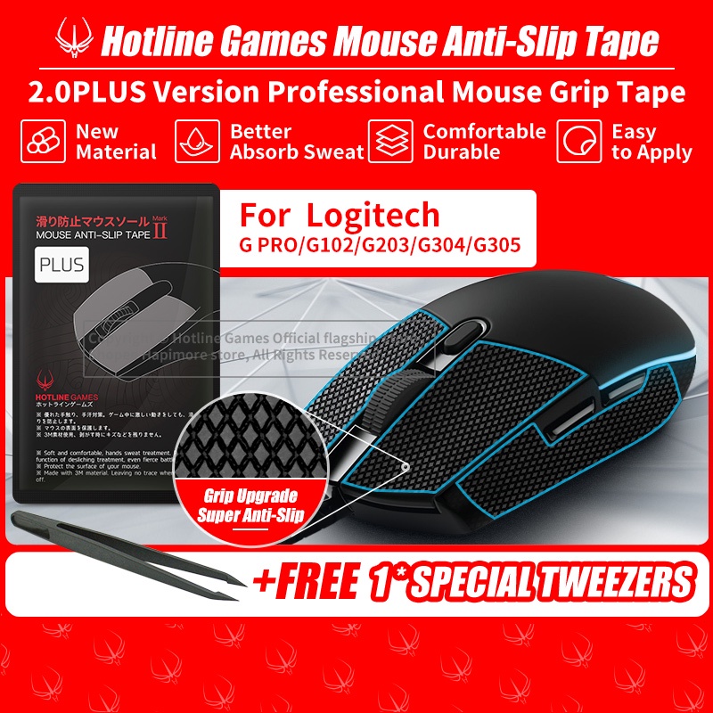 Hotline Games 2.0Plus Mouse Grip Tape for Logitech G PRO/G102/G203/G304