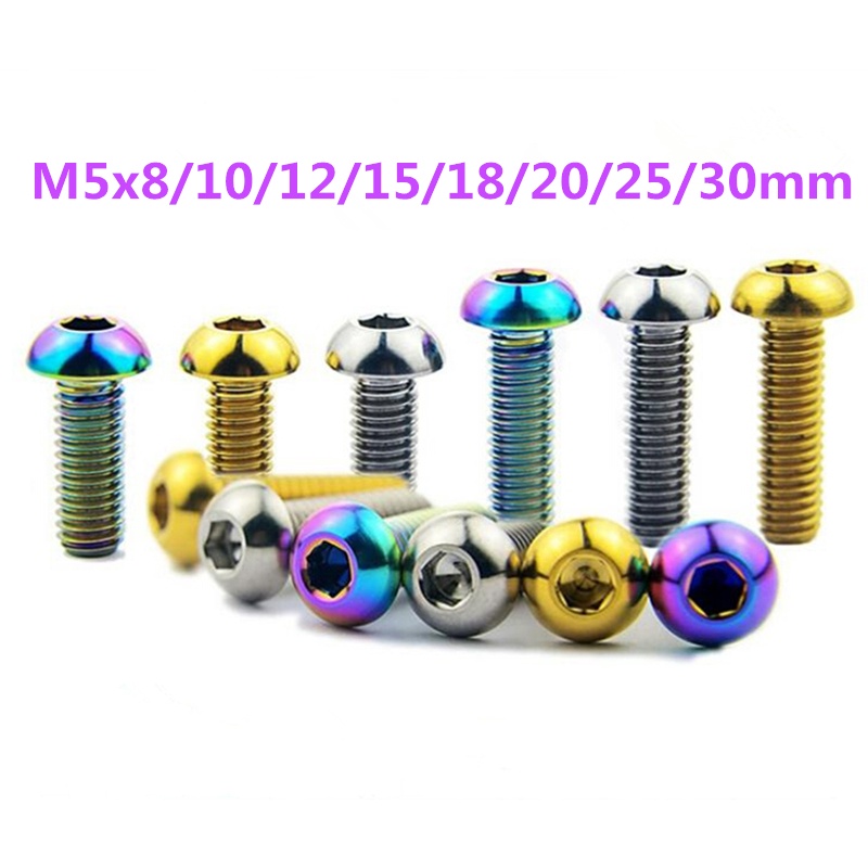 Titanium Bolts M5x8/10/12/15/18/20/25/30mm Screw semicircle head Bolt