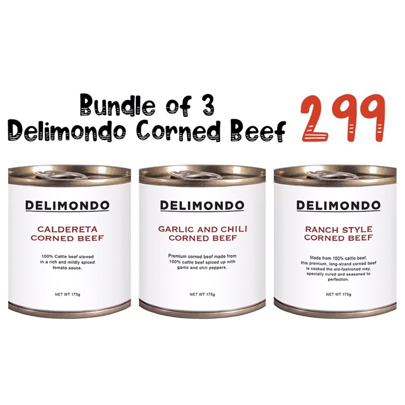 Delimondo Corned Beef Bundle of 3 Shopee Philippines
