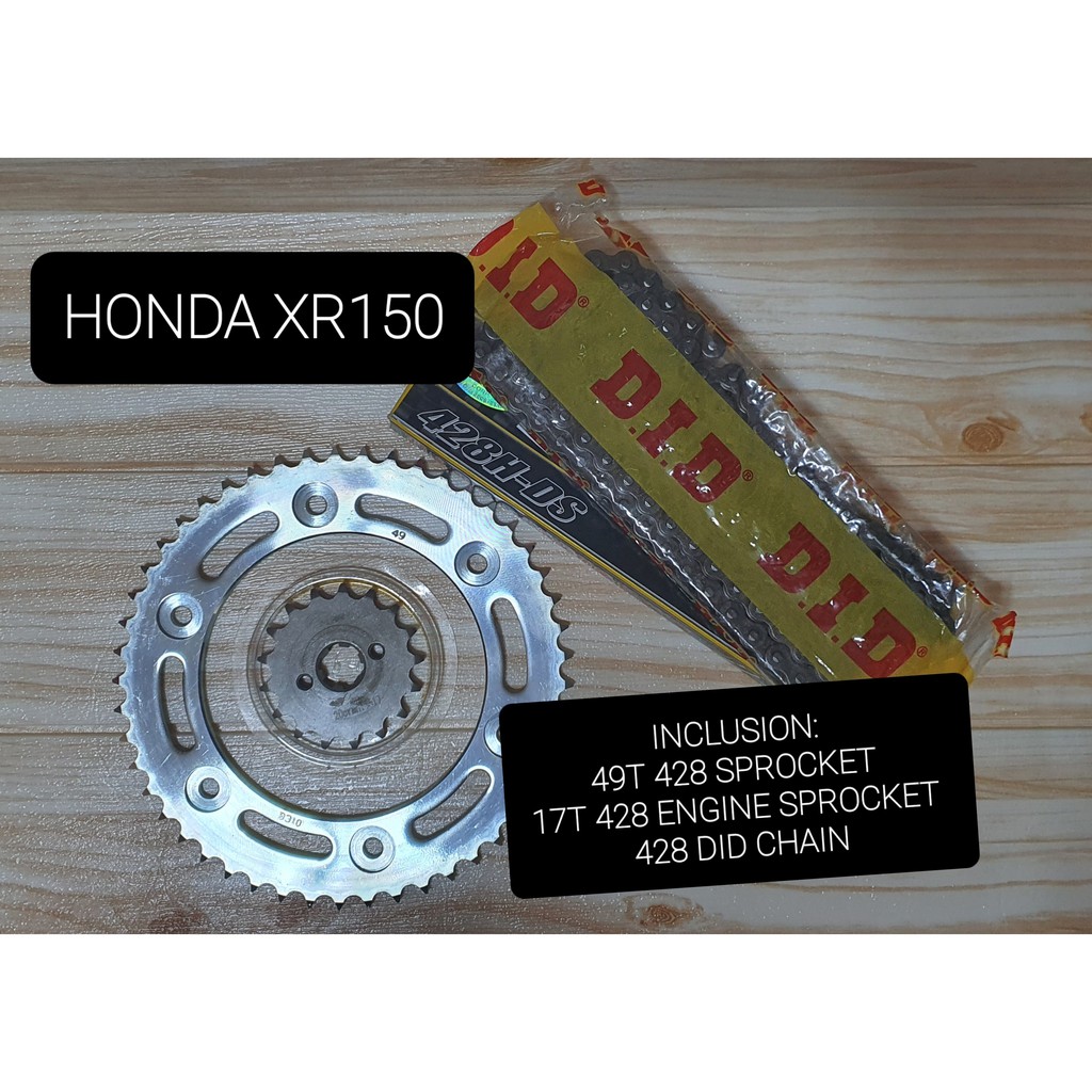 RicaRich 17T 49T 428 SPROCKET SET WITH 428 DID CHAIN HONDA XR150