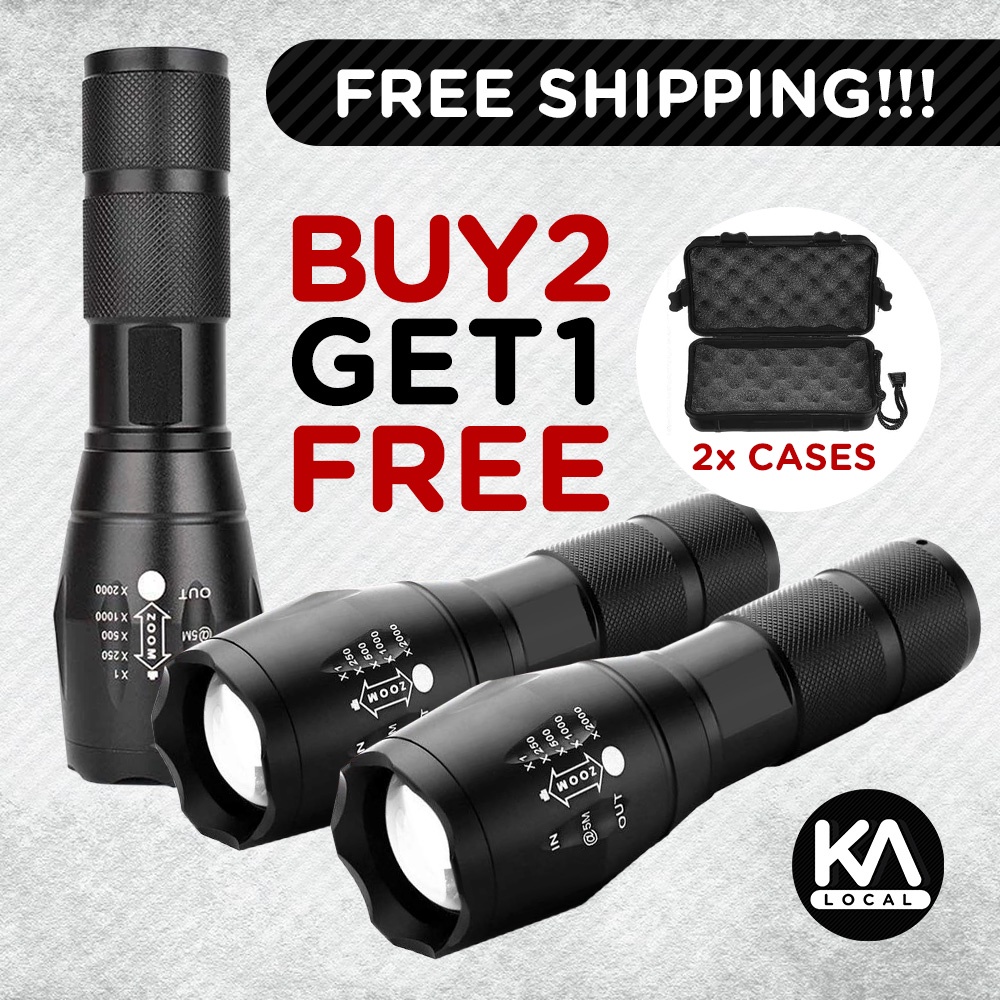 CODBuy 2 Get 1 Free! Tactical Flashlight Taclight Rechargeable Flashlights Complete Set with