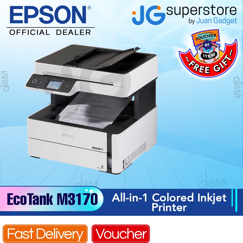 Epson M3170 EcoTank Monochrome WiFi AllinOne Ink Tank Printer JG
