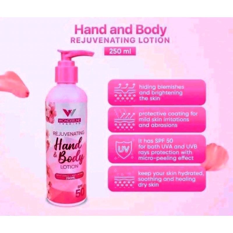 WONDERLINE Rejuvenating Whitening AntiAging Hand & Body Lotion SPF50 (ORIGINAL) Shopee