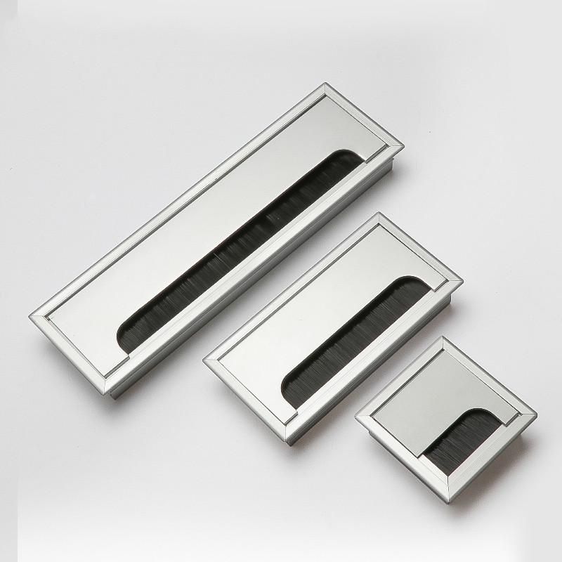 Office Hardware Matt Black Rectangle Wire Cable Grommet Aluminum Square Table Desk Grommet with