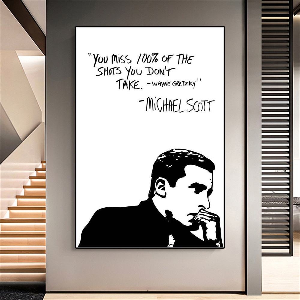 Funny Michael Scott Wayne Gretzky Quote Poster The Office Tv Show Wall