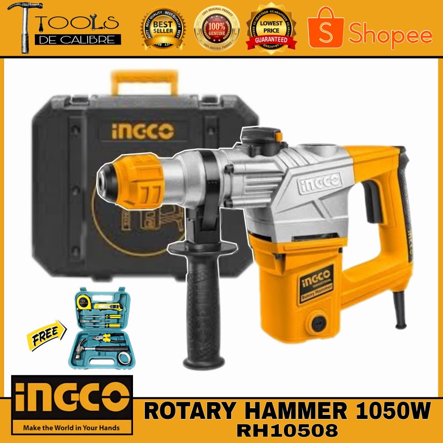 INGCO Rotary Hammer Chipping Gun SDS 1050W RH10508 with FREE TOOLSET