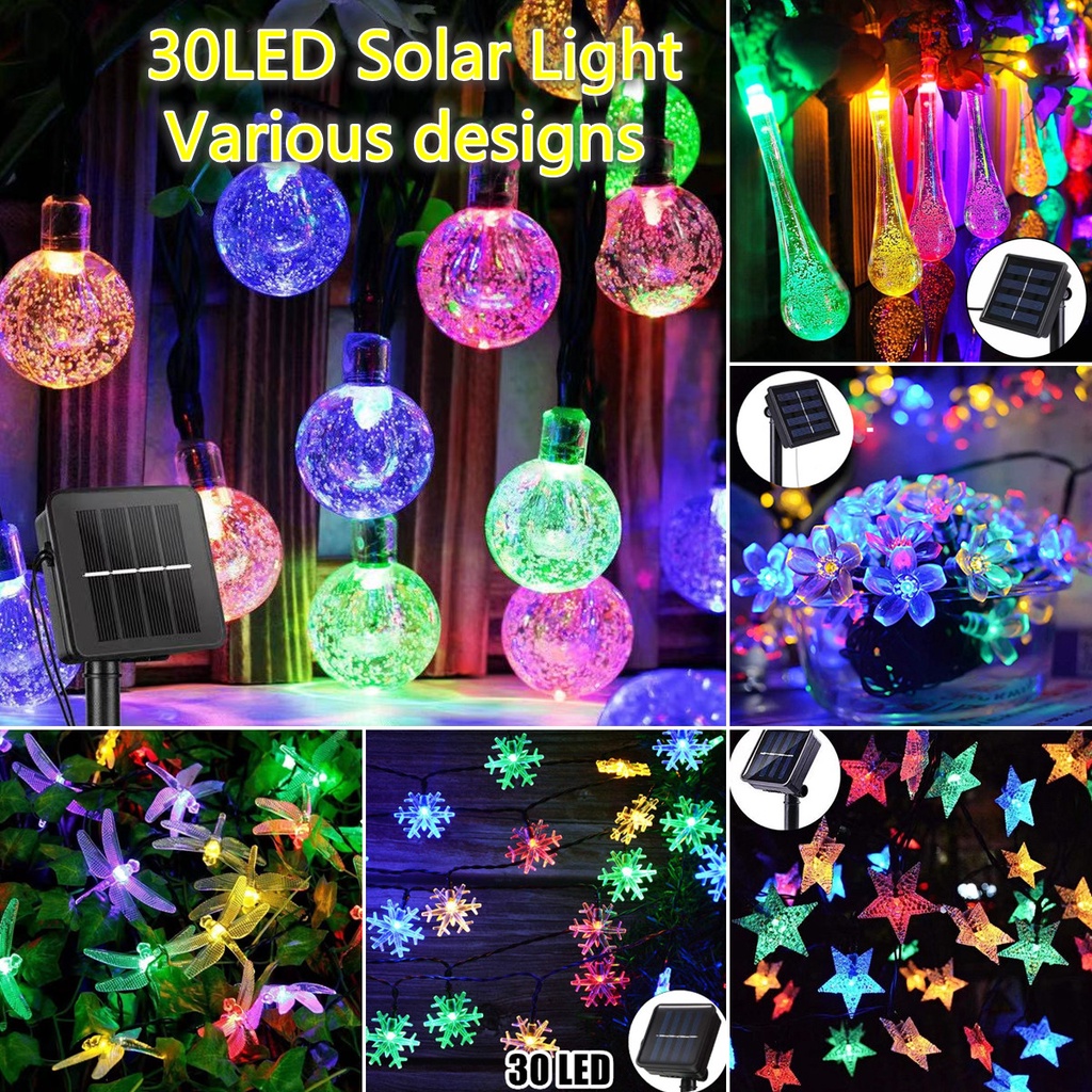 30 LED Outdoor Solar String Lights Christmas light Water Drop Solar