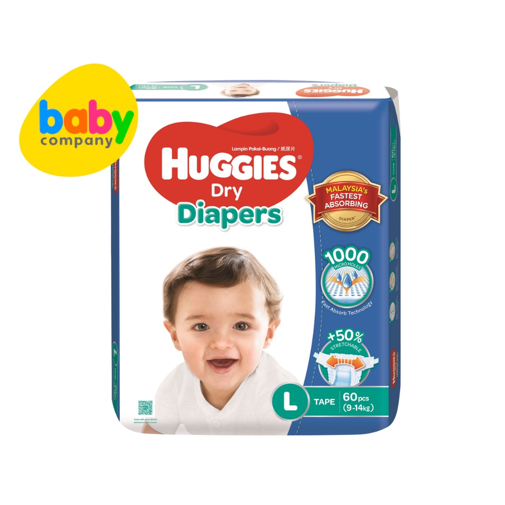 Huggies Dry Tape Super Jumbo Pack Diapers Large 60 pads Shopee Philippines