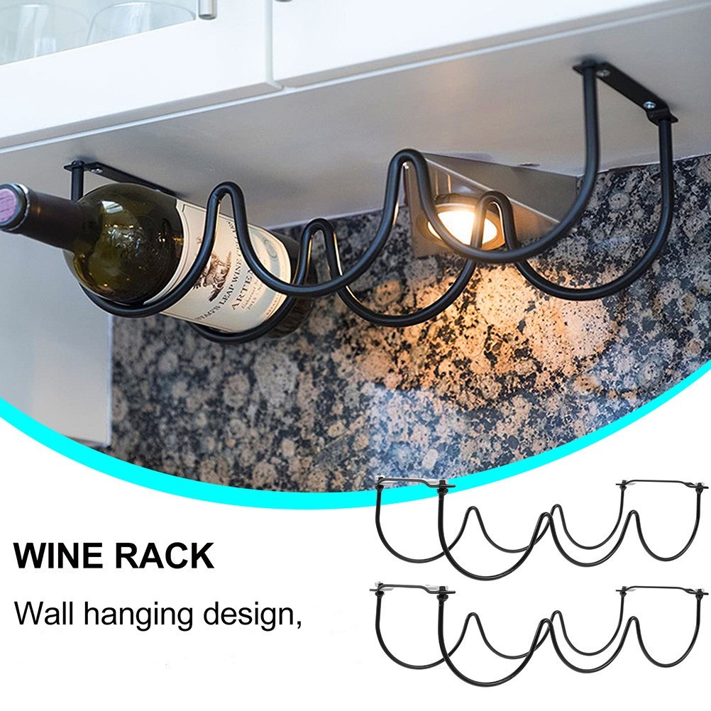 COD Iron Display Wine Shelf Under Wine Rack Wave Design Bottle