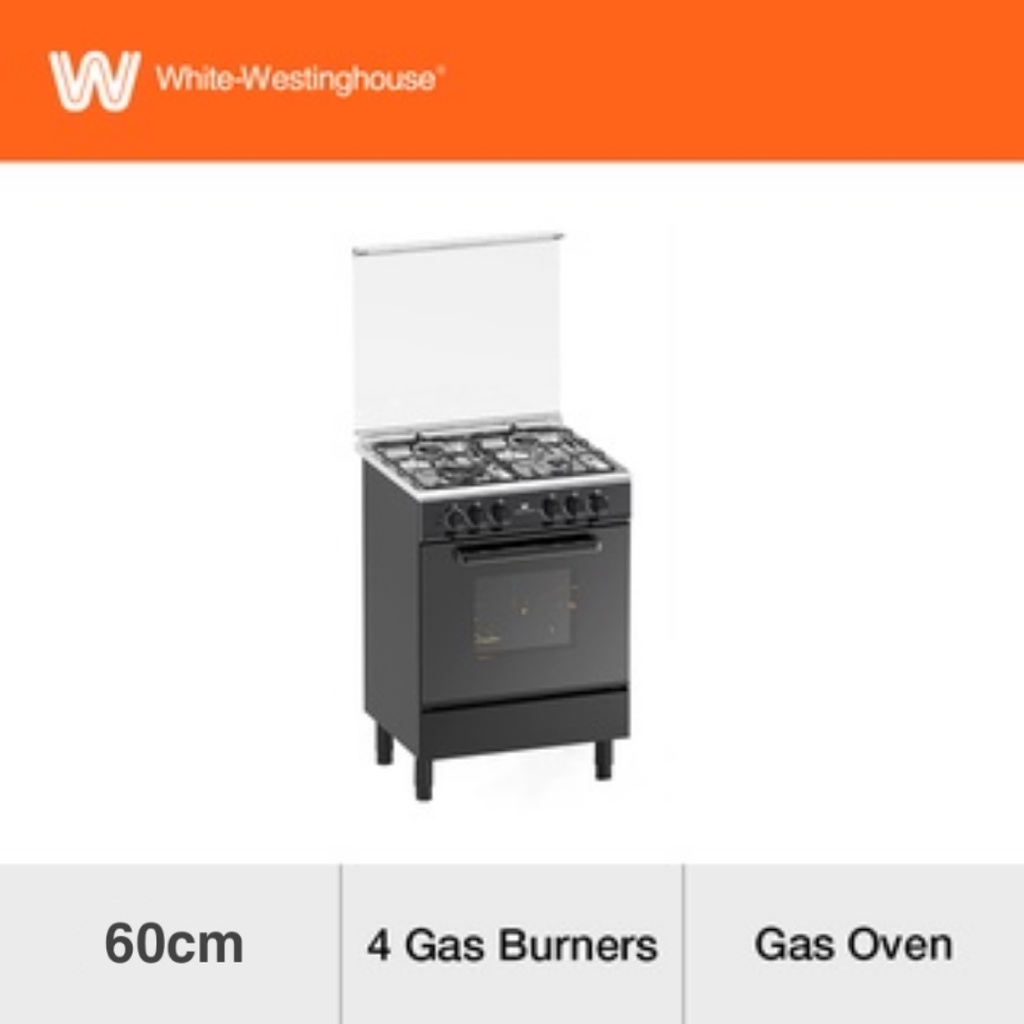 White Westinghouse WCG644K 60cm Gas Burner and Gas Oven Cooking Range