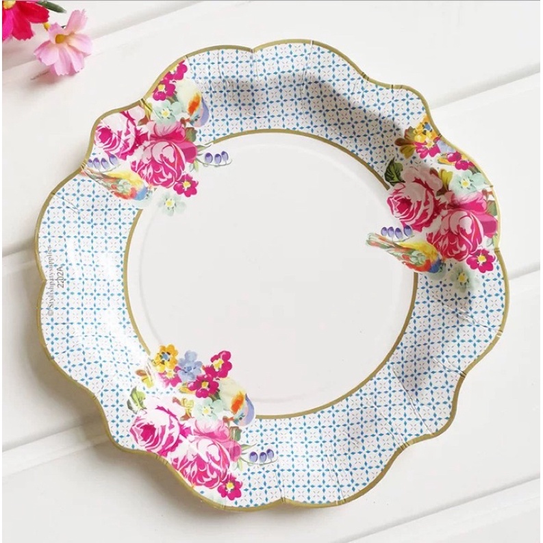 Floral Tea Party Paper Plates Disposable Fancy Paper Plates Shopee