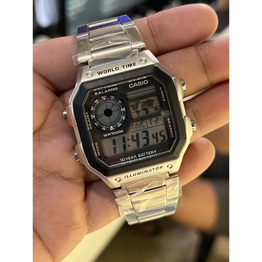 ORIGINAL CASIO World Time Digital Men's Watch AE1200WHD1AV / Legit