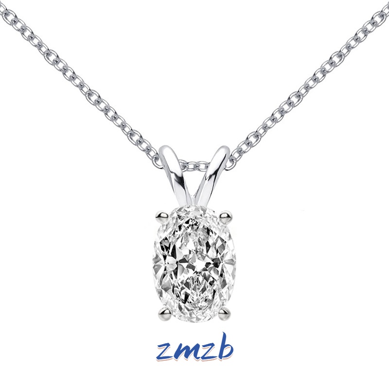 Real Moissanite Diamond 2ct Oval Necklace S925 Sterling Silver Platinum