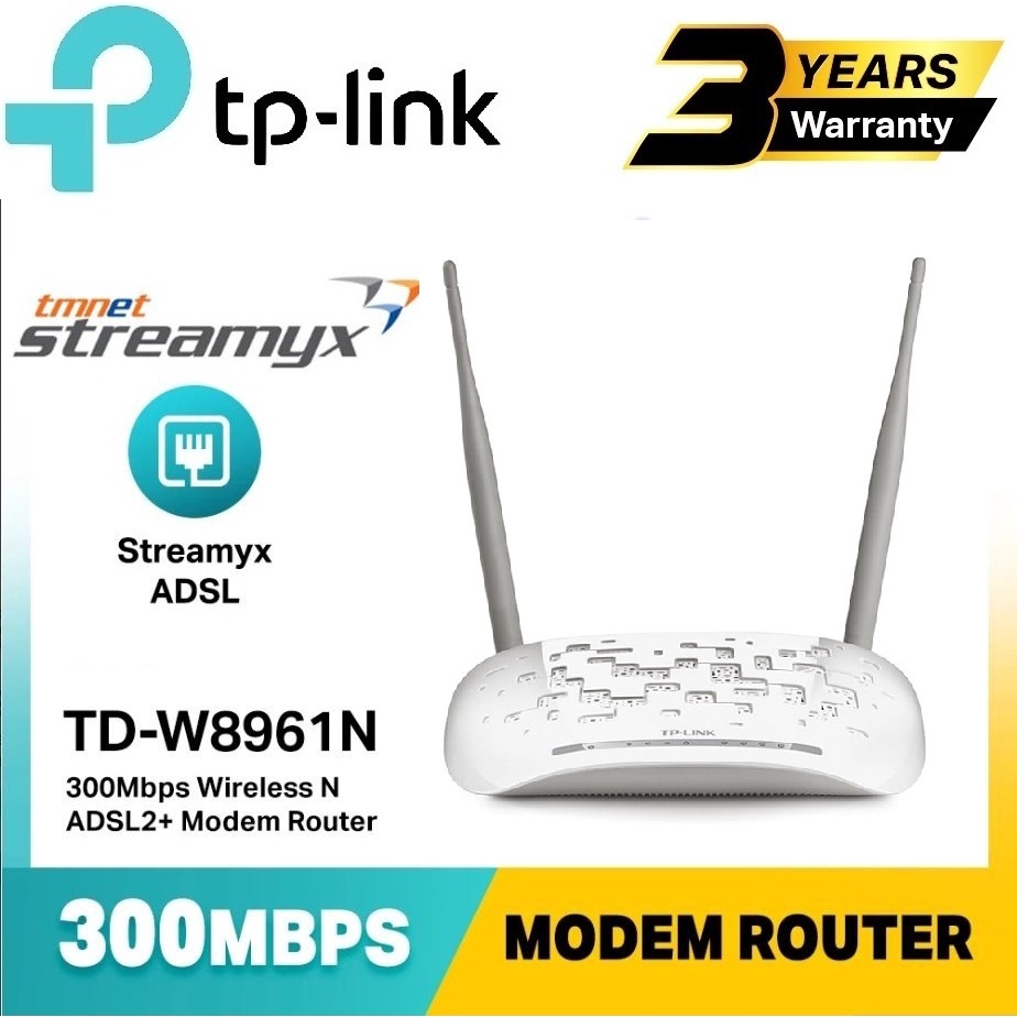 TPLink TDW8961N 300Mbps Wireless N ADSL2+ Modem Router STREAMYX MODEM