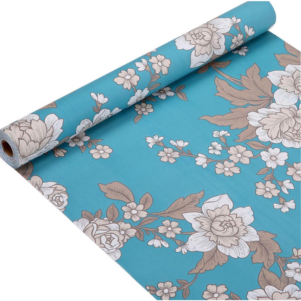 WALLPAPER 45cm x 10m blue flowerWallpaper Pvc 3d Wall Paper Self