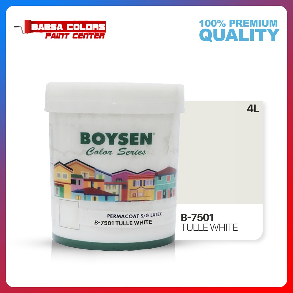BOYSEN PERMACOAT LATEX PAINT COLOR SERIES TULLE WHITE (B7501) Shopee