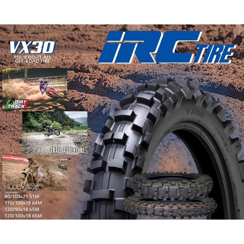 IRC Motorcycle Tire VX30 VX30 Motocross 80/100x21 110/100x18 120/90x18 Shopee Philippines