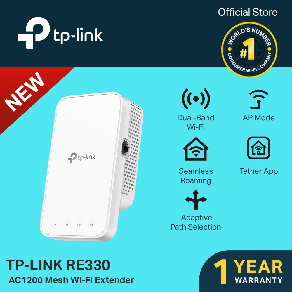 TP-Link RE330 AC1200 Wi-Fi 5 Dual Band High-Speed Mode One Mesh Easy