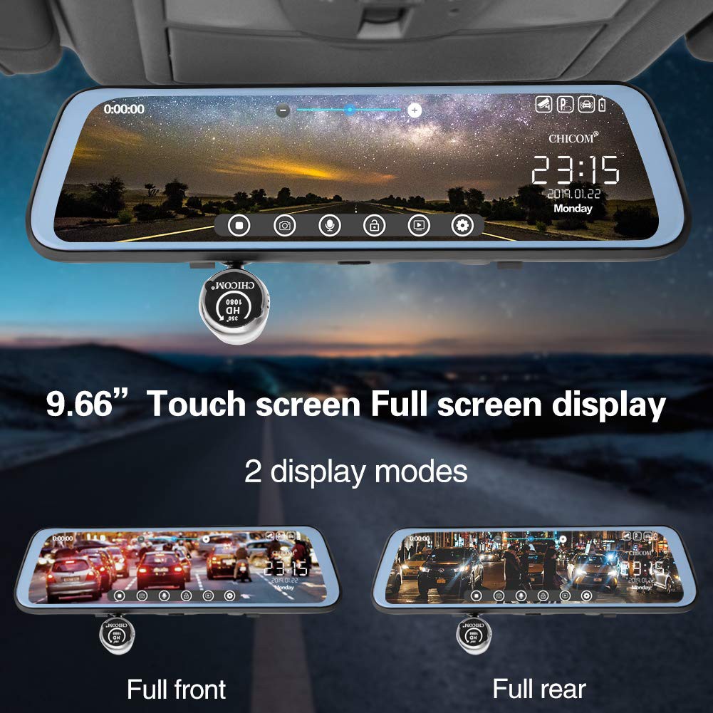 Vinovo Lenovo V7/V7 Plus Dash Cam 10'' IPS Touch Screen Dual Lens Fhd