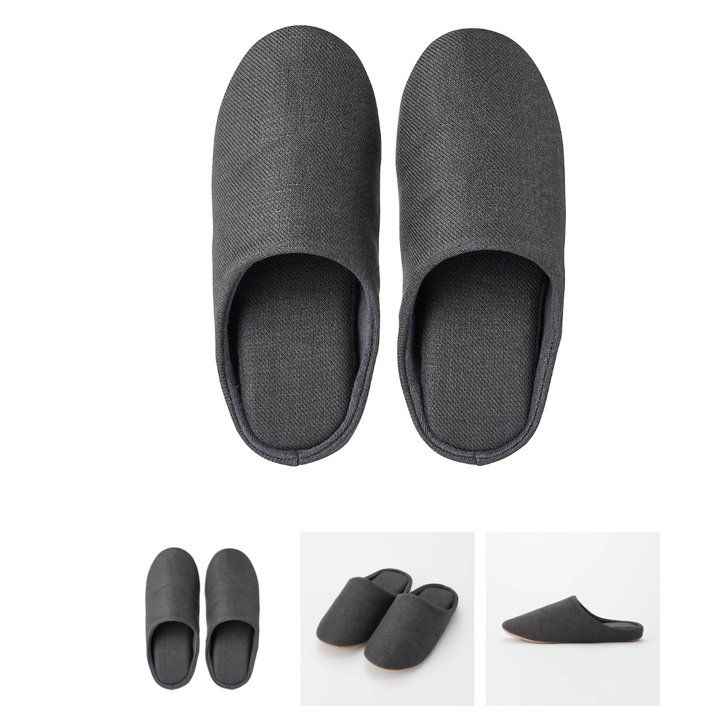 MUJI (MUJI) slipper French linen Shoes Charcoal Color (French insole