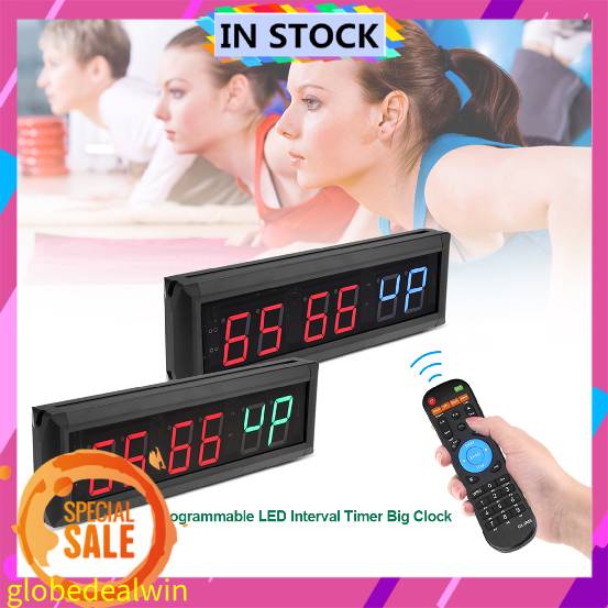 Globedealwin 220V 2.3'' Programmable LED Timer Big Stopwatch Home Gym
