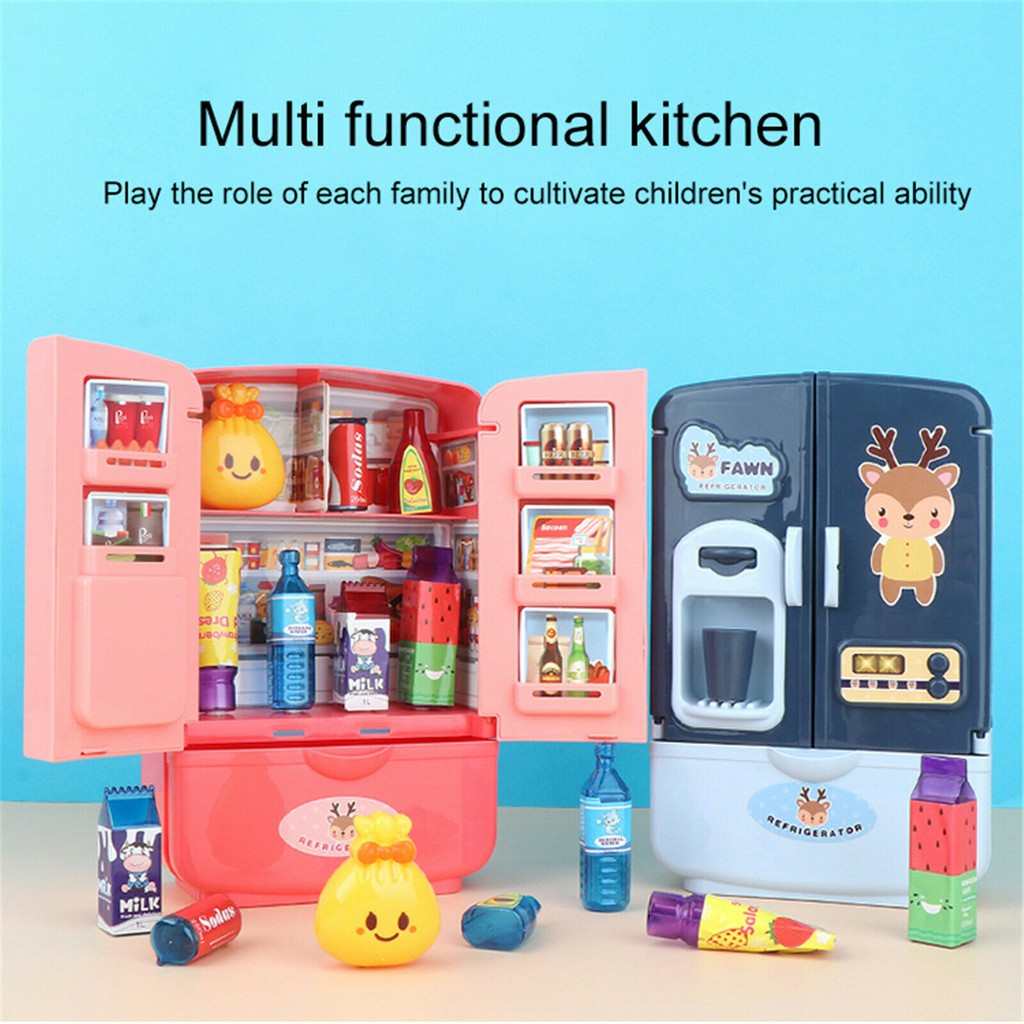 Pretend Playset Simulation Double Door Refrigerator Household